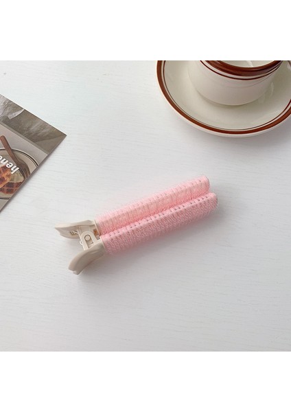 Pembe Stil Saç Yastığı Tüyü Klip Seti Yüksek Kafatası Üstü Kore Tarzı Dikişsiz Sabit Hava Alın Toka Büyük Saç Bukle Rulosu (Yurt Dışından)
