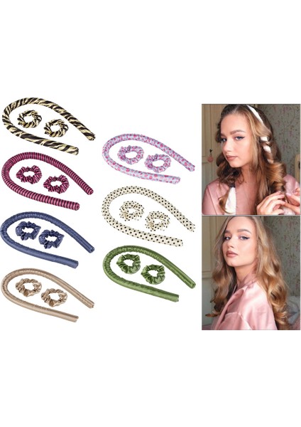 C Set Dark Purple Style Isı Olmadan Kıvırcık Çubuk Kafa Bandı - Tembel Bukle Oluşturucu Set Isı Olmadan Bukleler Ipek Kurdele Saç Rulosu Uyurken Yumuşak Kafa Bandı Dalga Saç Bukleleri (Yurt Dışından)