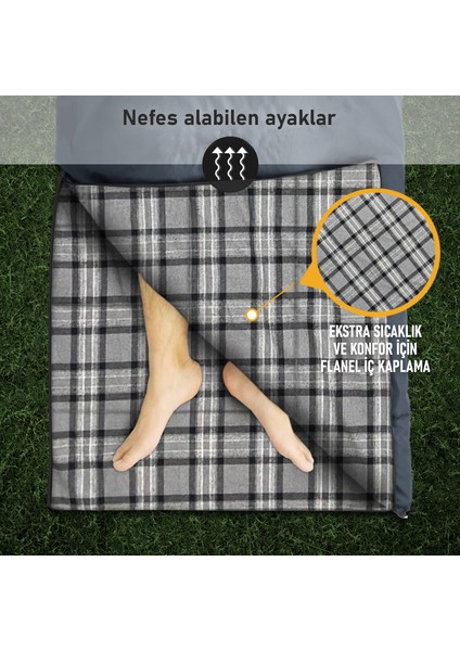 Uyku Tulumu, Flanel, Battaniye, Kamp Uyku Tulumu, 3 - 4 Mevsim, Yazlık - Kış Uyku Tulumu Haki