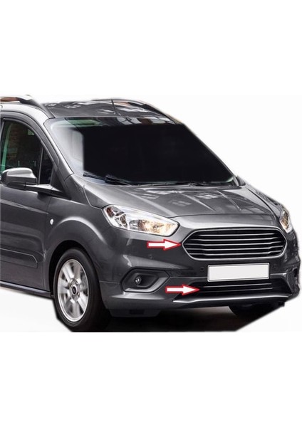 Ford Courier 2018 ve Üzeri Modeller Krom Ön Panjur 7 Parça Paslanmaz Çelik