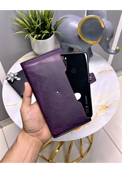 Telefon Bölmeli Tutamaçlı Büyük Bölmeli Hakiki Deri Cüzdan 2040