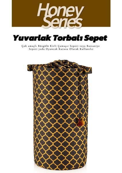 Yuvarlak Torbalı Oyuncak ve Kirli Sepet Oda Aksesuar Honey Serisi 46X32