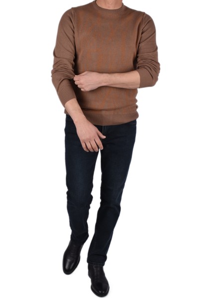 BRG-21205 Bisiklet Yaka Desenli Kazak/sütlü Kahve/2xl modelleri