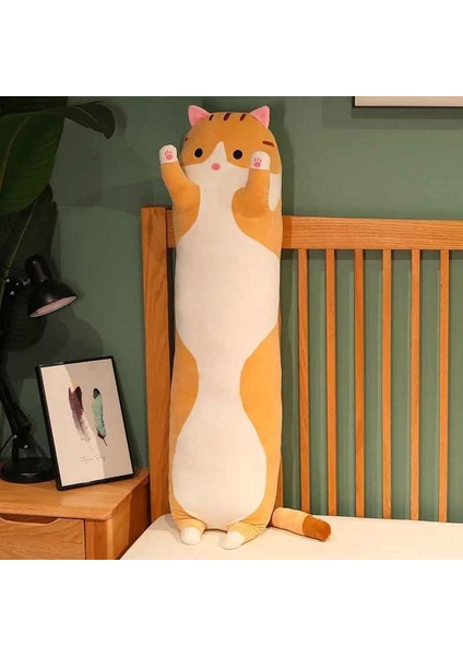 Kawaii Sevimli Yumuşak Uzun Kedi Yastık Peluş Doğum Günü Hediyesi 50 cm