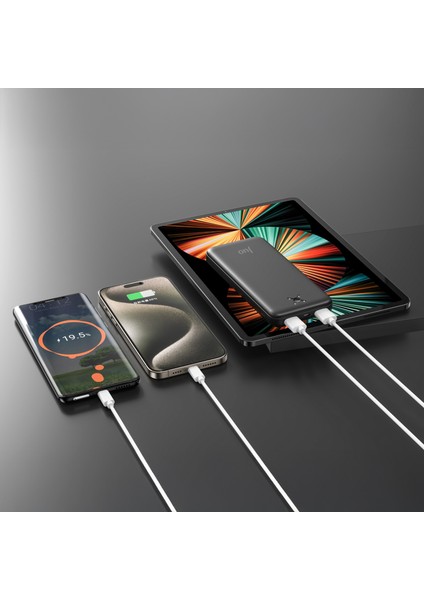 10000MAH 10.5W Çift Usb-A Çıkışlı Powerbank Taşınabilir Hızlı Şarj Cihazı Siyah