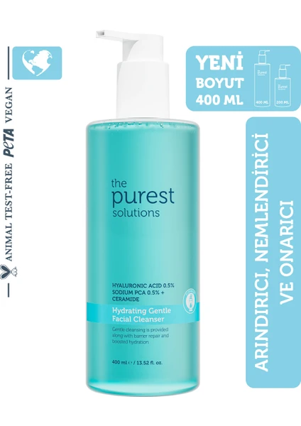 The Purest Solutions Kuru ve Karma Ciltler Için Nemlendirici ve Bariyer Onarıcı Hyalüronik Asit Yüz Temizleme Jeli 400 ml