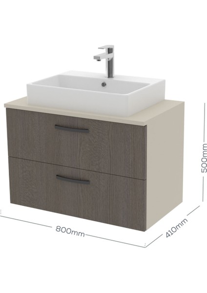 D10 Next Lavabo Dolabı Iki Çekmeceli 80 cm Melamin Kapak