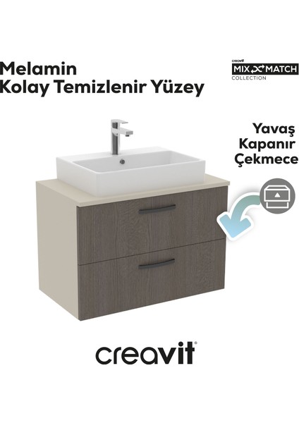 D10 Next Lavabo Dolabı Iki Çekmeceli 80 cm Melamin Kapak