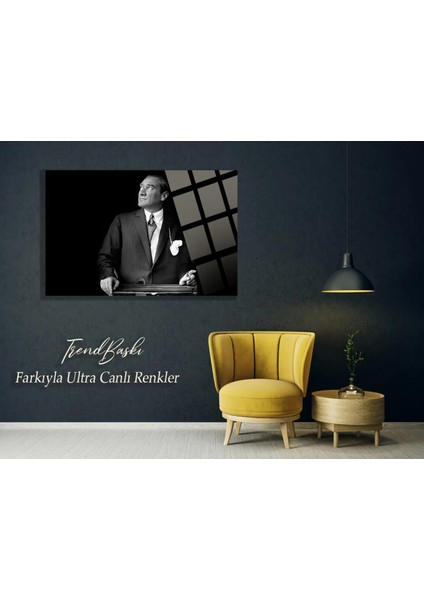 Atatürk 4mm Kırılmaz Temperli Cam Tablo Geometrik Şekil ile Şık Duvar Dekoru fiyatları