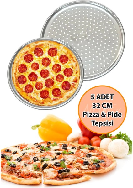 5 Adet Delikli Pizza Tepsisi Lahmacun Pide Tepsisi 32CM