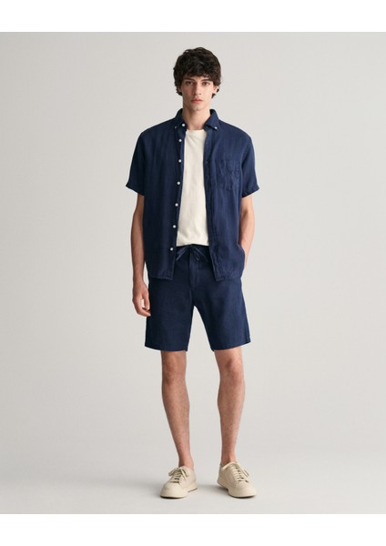 Erkek Lacivert Relaxed Fit Keten Şort 205073.410 fiyatları