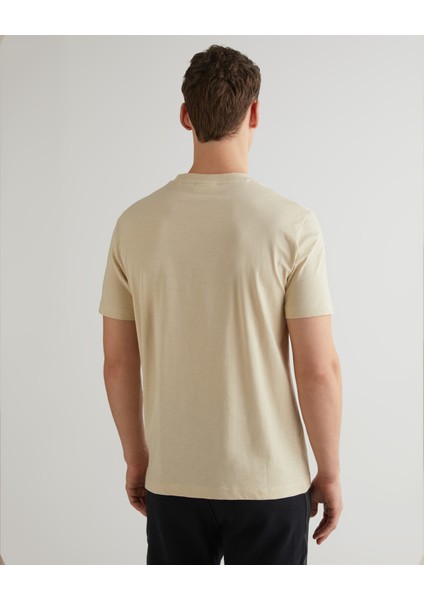 Erkek Bej Regular Fit Bisiklet Yaka Logolu T-Shirt 2033021.239 fiyatları