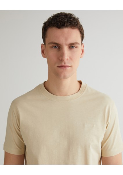 Erkek Bej Regular Fit Bisiklet Yaka Logolu T-Shirt 2033021.239 fırsatları