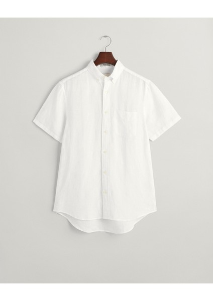 Erkek Beyaz Regular Fit Düğmeli Yaka Keten Gömlek 3240103.110 fırsatları