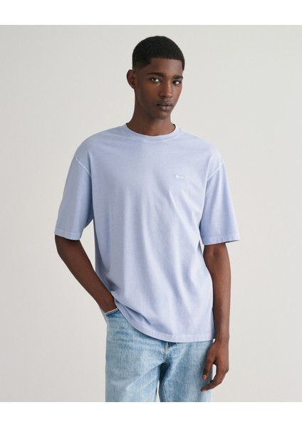 Erkek Mavi Relaxed Fit Bisiklet Yaka Logolu T-Shirt 2057027.474