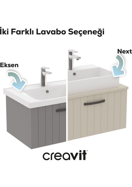 D10 Next Lavabo Dolabı Kapaklı 100 cm Melamin Gövde Lake Kapak