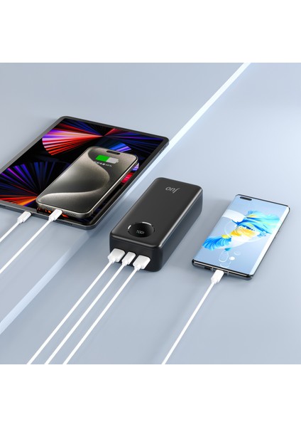 30000MAH 22.5W Dijital LED Ekranlı Taşınabilir Hızlı Şarj Cihazı Powerbank Siyah