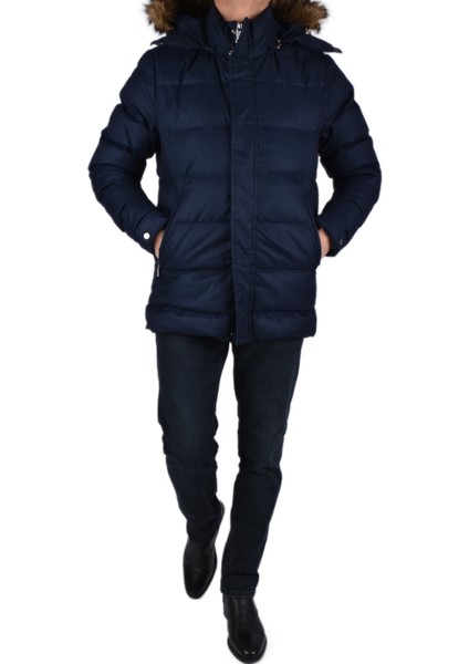 BRG-80179 Kapüşonlu Mont/lacivert/m