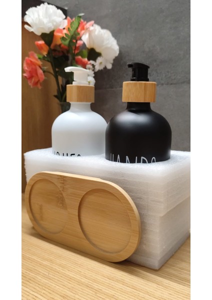 Marka 2 Li Beyaz-Beyaz Mutfak & Banyo Sıvı Sabunluk Seti 500ML 500ML Bambu Standlı. fiyatları