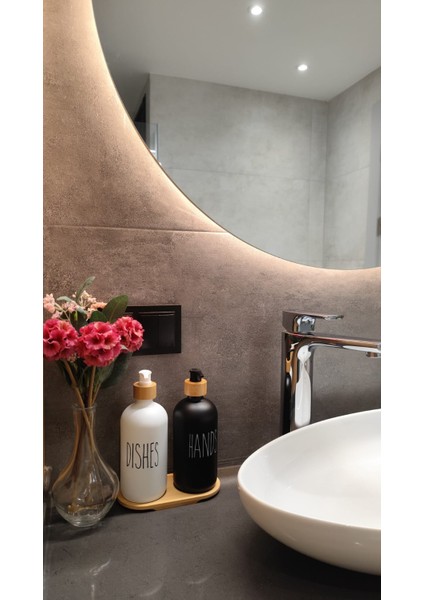 Marka 2 Li Beyaz-Beyaz Mutfak & Banyo Sıvı Sabunluk Seti 500ML 500ML Bambu Standlı. fırsatları