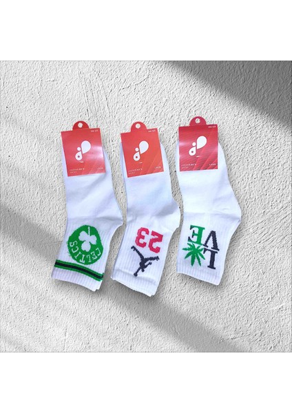 3'lü Paket Unisex Uzun Boğaz Karikatürlü Çorap Modeli