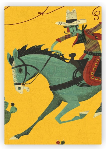 Atlı Kovboy Cowboy Ahşap Poster 20 x 29 cm