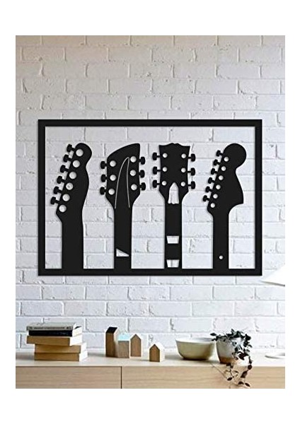 Dekoratif Ev Gitar Temalı Duvar Dekoru Mdf Tablo