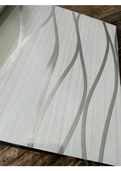 Elips Çizgili Gümüş & Gri Silinebilir Hafif Kabartmalı Duvar Kağıdı 5m2