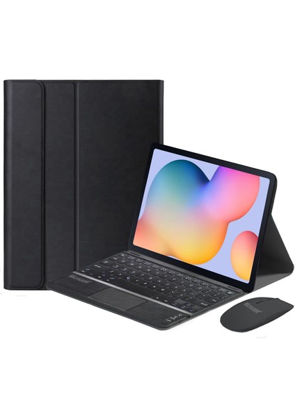 Apple iPad Air 11 (2024) Tablet Için Tablet Bluetooth Touchpad Klayve + Mouse + Kılıf Bkk7