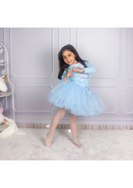 Tütülü Etek ve Elsa Baskılı Body Shirt Takımı