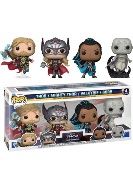 Thor 4: Love And Thunder - Thor, Mighty Thor, Valkyrie & Gorr Us Exclusive Pop! 4-Pack