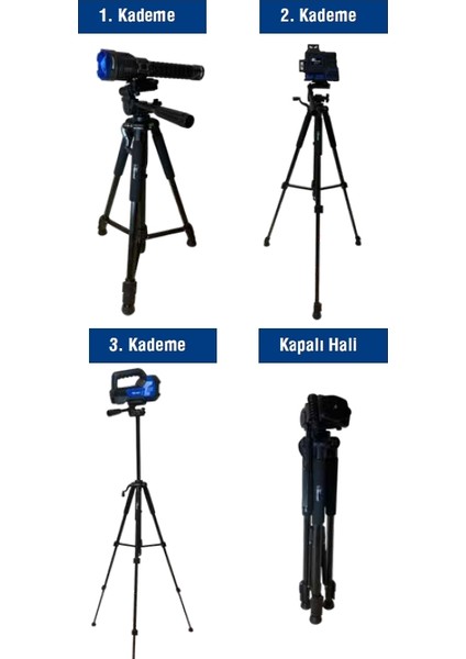 3 Kademeli Tripod 150CM 1/4