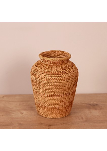 Zeyla El Yapımı Rattan Mini Vazo & Çiçeklik (16X20CM)