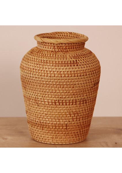 Zeyla El Yapımı Rattan Mini Vazo & Çiçeklik (16X20CM)