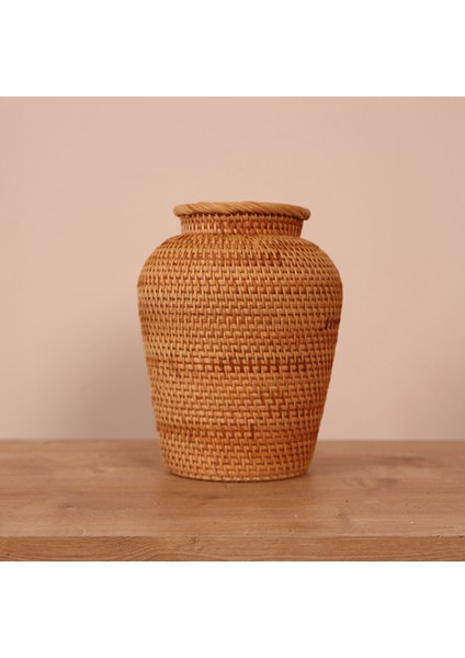 Zeyla El Yapımı Rattan Mini Vazo & Çiçeklik (16X20CM)