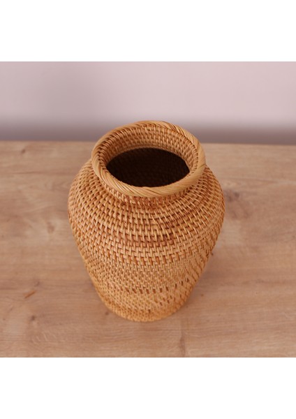 Zeyla El Yapımı Rattan Mini Vazo & Çiçeklik (16X20CM)