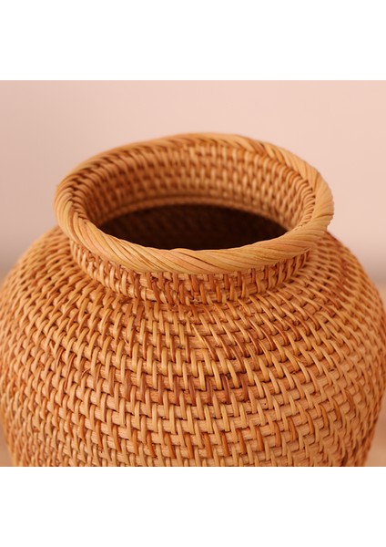 Zeyla El Yapımı Rattan Mini Vazo & Çiçeklik (16X20CM)