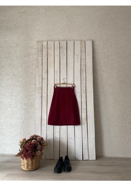 Bordo Kaşe Kısa Etek fiyatları