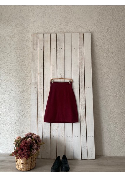 Bordo Kaşe Kısa Etek modelleri