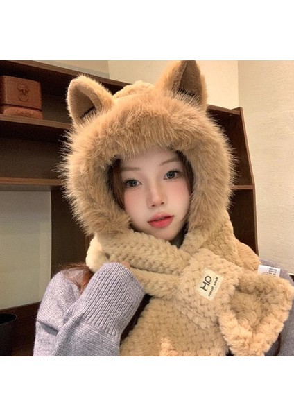Sonbahar ve Kış Sevimli Soğuğa Dayanıklı Kış Kulak Koruyucu Iki Parçalı Set (Yurt Dışından)