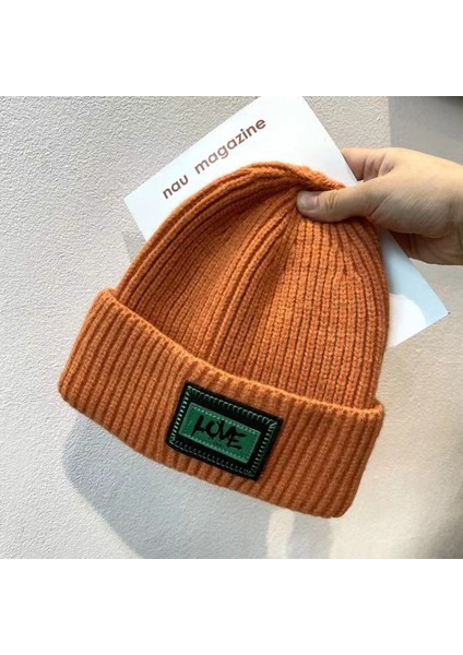Çocuk Etiketi Örme Şapka Kore Versiyonu Internet Ünlüsü Çok Yönlü Sıcak Kış Yünlü Şapka Sonbahar ve Kış Öğrenci Şapkası (Yurt Dışından)