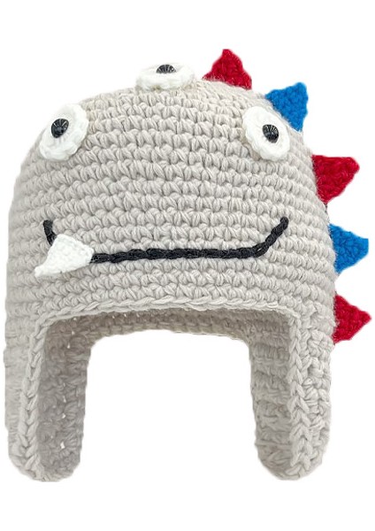 Sevimli Yumuşak Karikatür Küçük Dinozor Bere Kadın Sonbahar ve Kış Sıcak ve Eğlenceli Çok Yönlü Örme Kulak Koruma Şapka (Yurt Dışından)