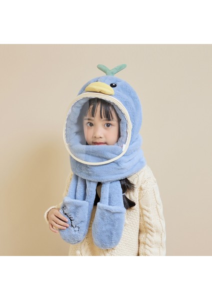 Çocuk Şapkası Kış Maskesi Rüzgar Geçirmez Şapka Kadın Peluş Sıcak Kazak Şapka Erkek Şal Eldiven Tek Parça Şapka (Yurt Dışından)