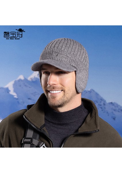 Açık Yün Şapka, Kore Tarzı Erkek Kazak Şapka, Sıcak ve Kalınlaşmış Ördek Dili Örme Kulak Koruyucu Beyzbol Şapkası (Yurt Dışından) modelleri