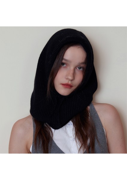 Tavşan Kürk Örme Şapka Kadın Sonbahar ve Kış Sıcak Kulak Koruyucu Boyun Eşarbı Tek Parça Kapüşonlu Eşarp Yün Kazak Şapka (Yurt Dışından)