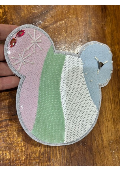 Payetli Taşlı Boncuklu Ayı Arma Dikiş Aplike 18X17 cm modelleri