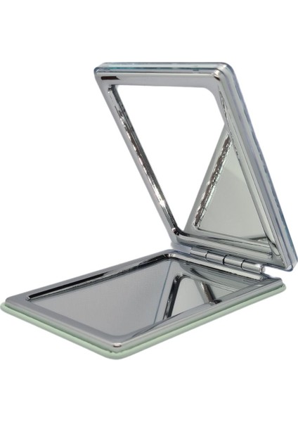 Sulu ve Simli Desenli Çift Taraflı Katlanır Makyaj Aynası - Parlak ve Eğlenceli Tasarım modelleri