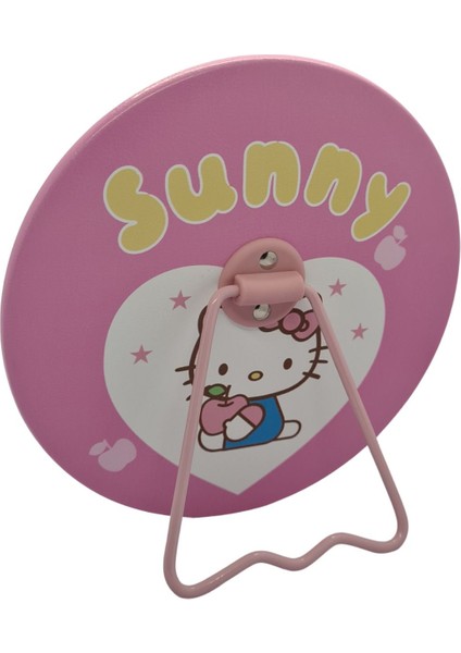 Sevimli Temalı Katlanabilir Makyaj ve Büyük Masa Aynası 15X15 Ayaklı, Yuvarlak ve Taşınabilir