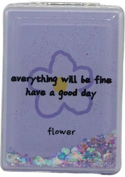 Mor Sulu ve Simli Desenli Çift Taraflı Katlanır Makyaj Aynası - Mor fiyatları