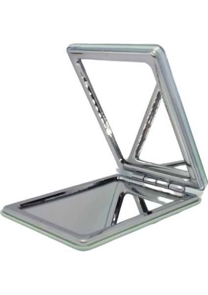 Sulu ve Simli Desenli Çift Taraflı Katlanır Makyaj Aynası - Parlak ve Eğlenceli Tasarım modelleri